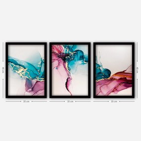 Pintura Decorativa em Moldura 3SC156 – Multicolor – 35 x 45 cm (3 Peça