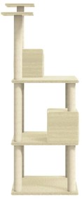 Árvore para gatos c/ postes arranhadores sisal 141 cm cor creme