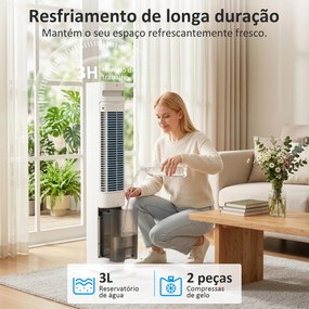 Climatizador Evaporativo 3 em 1 com Depósito de 3 L Oscilação 48° 3 Velocidades 3 Modos Temporizador 12h Branco