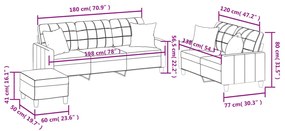 3 pcs conjunto de sofás com almofadas couro artificial cinzento