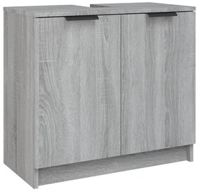 3 pcs conjunto móveis WC derivados de madeira cinzento sonoma