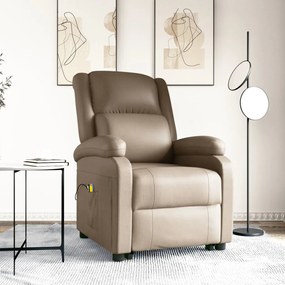 vidaXL Poltrona de massagens elevatória couro artificial cappuccino