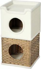 Compartimento aberto para gatos de interior com 3 níveis, torre para gatos com arranhador de sisal, 41 x 41 x 75,5 cm, creme