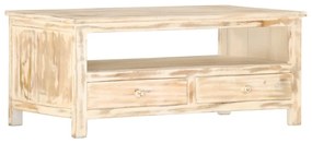 Mesa de centro 90x50x40 cm madeira de mangueira maciça branco