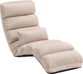 Poltrona individual conversível 58 x 119 x 78 cm com encosto e apoio para a cabeça ajustáveis em 5 posições, bege
