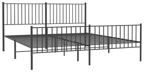 Estrutura de cama com cabeceira e pés 183x213 cm metal preto