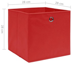 Caixas arrumação 10 pcs 28x28x28 cm tecido-não-tecido vermelho