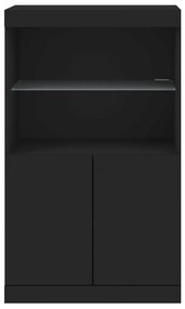 Aparador com luzes LED 60,5x37x100 cm preto