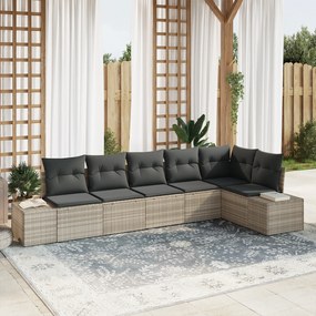 Conjunto de Sofás de Jardim de 6 Peças com Almofadas Cinza Claro Ratta