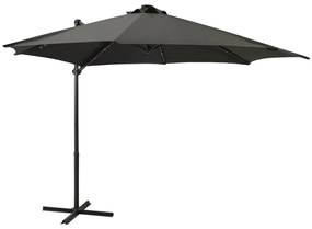 Guarda-sol jardim cantilever c/ poste/luzes LED 300cm antracite