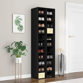 vidaXL Armário para sapatos 54x34x183 cm contraplacado preto