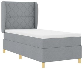 Cama Box Spring com Colchão Cinza Claro 90x190 cm em Tecido