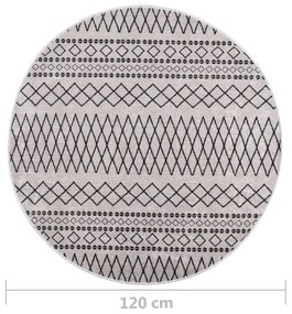 Tapete lavável antiderrapante φ120 cm preto e branco