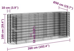 Canteiro elevado/cesto gabião 260x50x100 cm ferro galvanizado