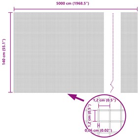 Cerca de Arame Soldado com 44 Postes em U Prateada 1.4x50 m Aço