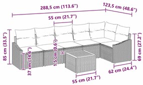 Conjunto de Sofá de Jardim de 7 Peças com Almofadas Pretas em Rattan d