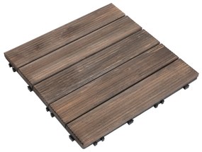 Módulo de 27 Deck de Madeira 30x30cm com Área de 2,5m² Estrados com Sistema de Clic para Balcão Terraço Jardim Marrom Escuro