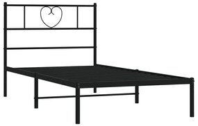 Estrutura de cama com cabeceira 90x200 cm metal preto