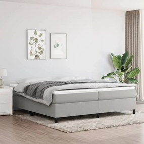Estrutura de cama sem colchão 200x200 cm tecido cinzento-claro