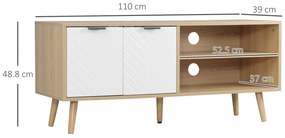 Móvel de TV Moderno Móvel de TV para Sala de Estar com 2 Portas e 2 Prateleiras de Armazenamento para Televisores de até 46" para Dormitório 110x39x48