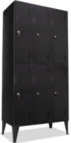 Cacifo Metálico Preto Triplo 6 Portas 1900×900×500 mm com Chave Standard