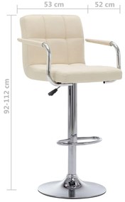 Bancos de bar 2 pcs tecido cor creme