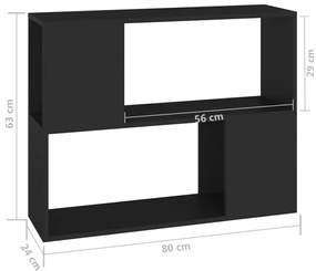 Móvel de TV 80x24x63 cm derivados de madeira preto