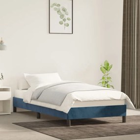 Estrutura de cama 100x200 cm veludo azul-escuro