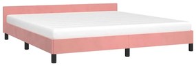 Estrutura cama c/ cabeceira sem colchão 160x200 cm veludo rosa