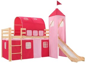 Estrutura cama infantil c/ escorrega e escada pinho 208x230cm