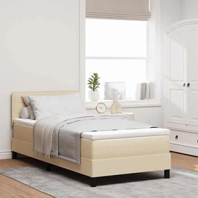 vidaXL Cama com Molas com Colchão Bege 90x190 cm Tecido