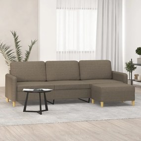 vidaXL Sofá de 3 lugares + apoio de pés 210cm tecido cinza-acastanhado