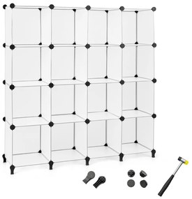 Organizador modular com 16 cubos 30 x 30 cm Armário empilhável de plástico Transparente