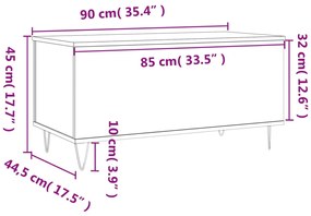 Mesa centro 90x44,5x45 cm derivados madeira carvalho castanho