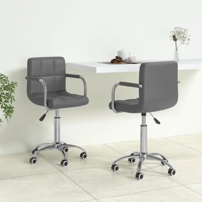 vidaXL Cadeiras de jantar giratórias 2 pcs couro artificial cinzento