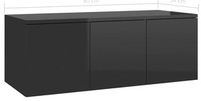 Móvel de TV 80x34x30 cm derivados de madeira preto brilhante