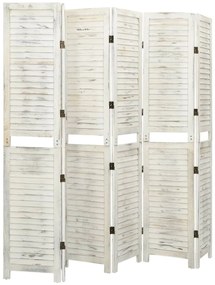 Biombo com 6 painéis 215x166 cm madeira branco antigo