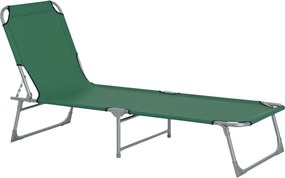 Outsunny Espreguiçadeira Dobrável Reclinável 4 Posições Estrutura Metálica Tecido Oxford Jardim Praia Exterior 187x58x28 cm Verde | Aosom Portugal