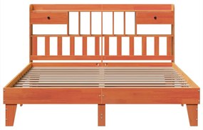 Cama sem colchão 200x200 cm pinho maciço castanho-mel