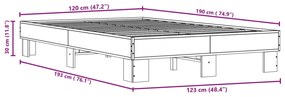Estrutura de cama 120x190 cm derivados madeira/metal