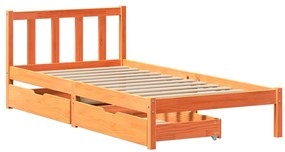 Cama sem colchão 90x200 cm pinho maciço castanho-mel