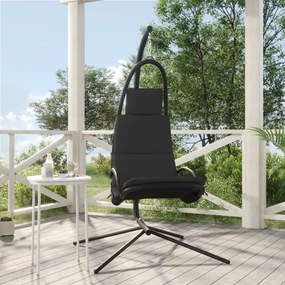 Cadeira baloiço p/ jardim c/ almofadão tecido /aço cinza-escuro