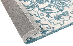 Tapete de lã azul e branca 200 x 200 cm AHMETLI Beliani