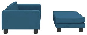 Sofá infantil com apoio de pés 100x50x30 cm veludo azul
