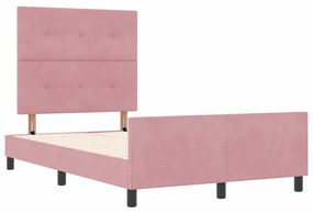 Estrutura de Cama de Veludo Rosa 120x200 cm