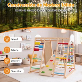 Estrutura de Escalada Infantil 8 em 1, 119 x 115 x 117 cm, Dobrável com Escorrega e Baloiço, Multicolor