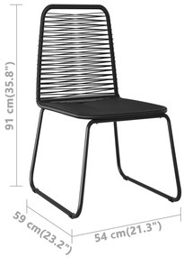 3 pcs conjunto de jantar para jardim vime de PVC preto
