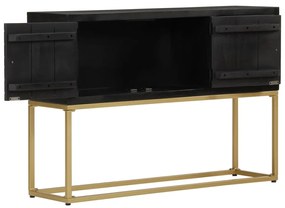 Aparador 110x30x75cm madeira de mangueira maciça preto/ dourado