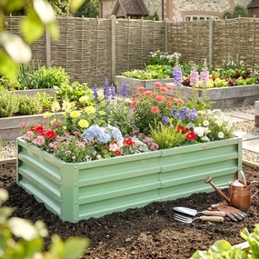 Floreira de Jardim Retangular, 120 x 60 x 30,5 cm, Aço Galvanizado, Verde