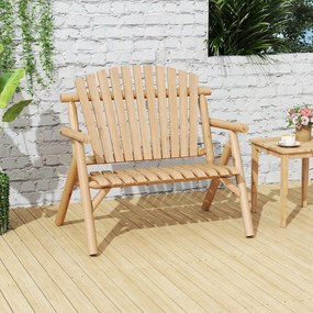 Banco de Jardim para 2 Pessoas, 115 x 80 x 106 cm, Encosto Alto, Natural